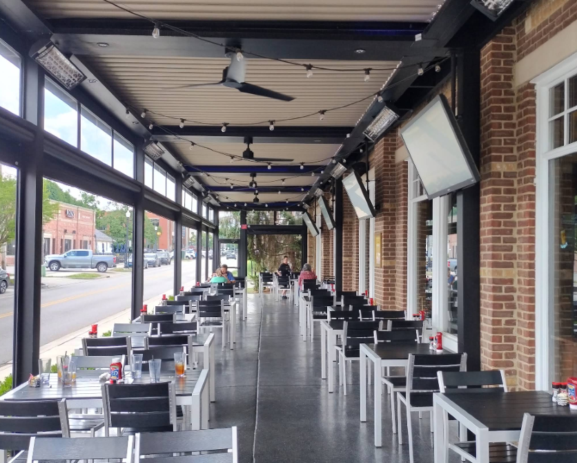 The covered patio at Muldoon's on Main Street in Carmel